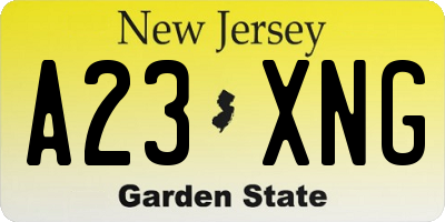 NJ license plate A23XNG