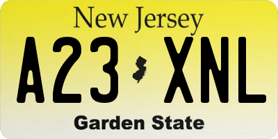 NJ license plate A23XNL