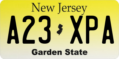 NJ license plate A23XPA