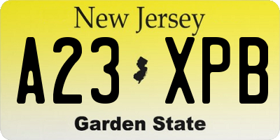 NJ license plate A23XPB