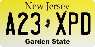 NJ license plate A23XPD