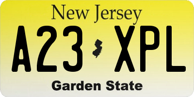 NJ license plate A23XPL