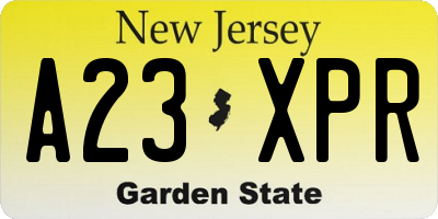 NJ license plate A23XPR