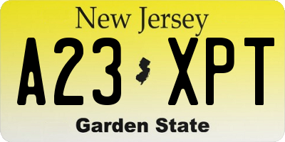 NJ license plate A23XPT