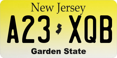 NJ license plate A23XQB
