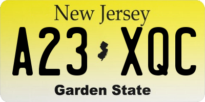 NJ license plate A23XQC