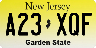NJ license plate A23XQF