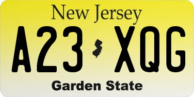 NJ license plate A23XQG