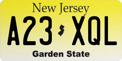 NJ license plate A23XQL