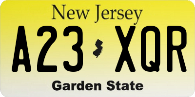 NJ license plate A23XQR