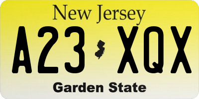 NJ license plate A23XQX