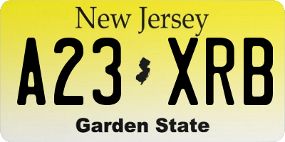NJ license plate A23XRB
