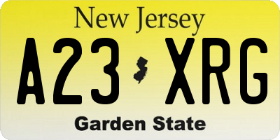 NJ license plate A23XRG