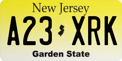 NJ license plate A23XRK