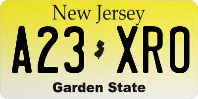 NJ license plate A23XRO