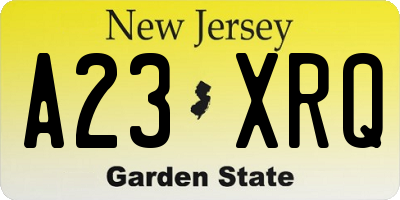 NJ license plate A23XRQ