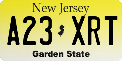 NJ license plate A23XRT