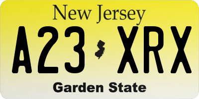 NJ license plate A23XRX
