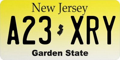NJ license plate A23XRY