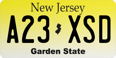 NJ license plate A23XSD