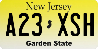 NJ license plate A23XSH