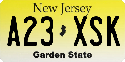 NJ license plate A23XSK