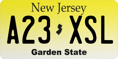 NJ license plate A23XSL