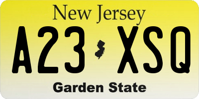 NJ license plate A23XSQ