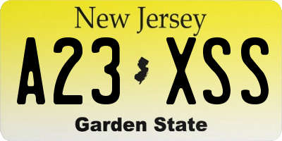NJ license plate A23XSS