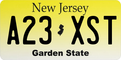 NJ license plate A23XST