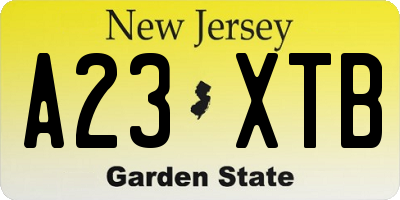 NJ license plate A23XTB