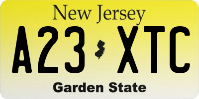 NJ license plate A23XTC