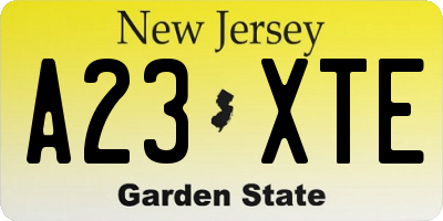 NJ license plate A23XTE