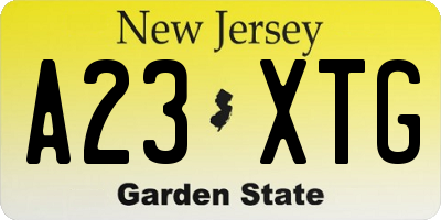 NJ license plate A23XTG