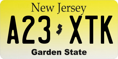 NJ license plate A23XTK