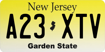 NJ license plate A23XTV