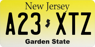 NJ license plate A23XTZ