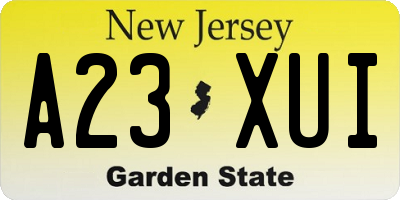 NJ license plate A23XUI