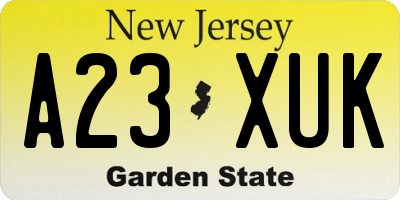 NJ license plate A23XUK