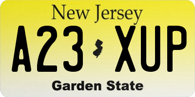 NJ license plate A23XUP