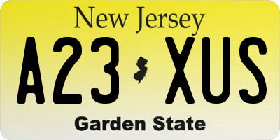 NJ license plate A23XUS