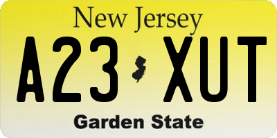 NJ license plate A23XUT