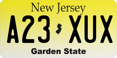 NJ license plate A23XUX