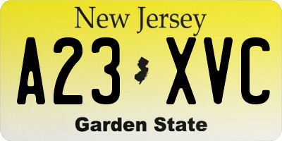NJ license plate A23XVC