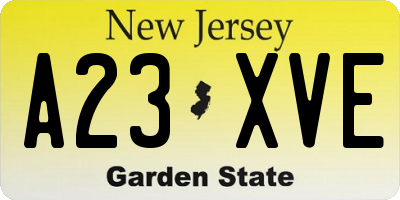 NJ license plate A23XVE