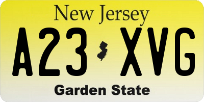 NJ license plate A23XVG