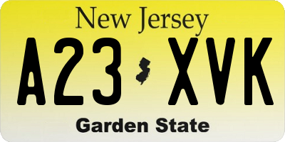 NJ license plate A23XVK