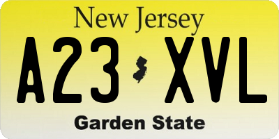 NJ license plate A23XVL