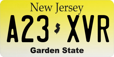 NJ license plate A23XVR