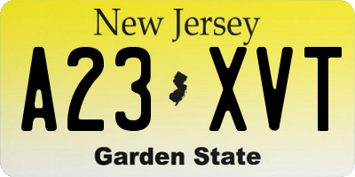 NJ license plate A23XVT